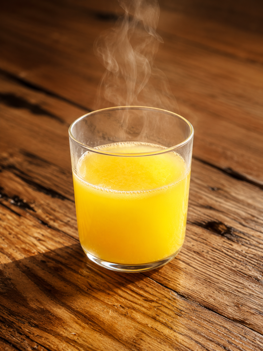 A glass of Morning Glow in morning light